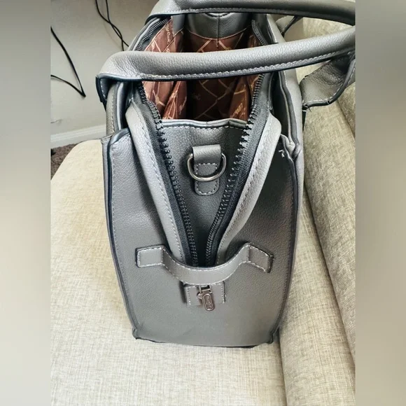 Stylish Gray Leather Tote Bag ,WRANGLER BRAND! - Picture 2 of 11